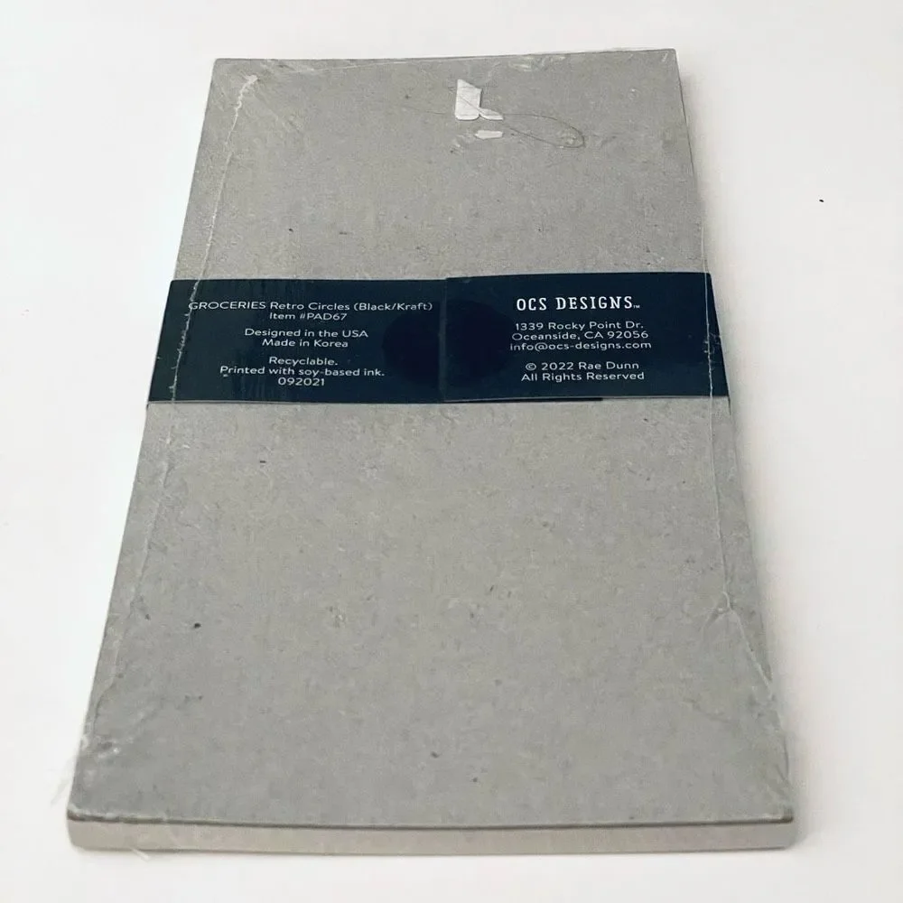 NWT Rae Dunn Tan GROCERIES Notepad with Printed ruled checklist spaces 70 Sheets